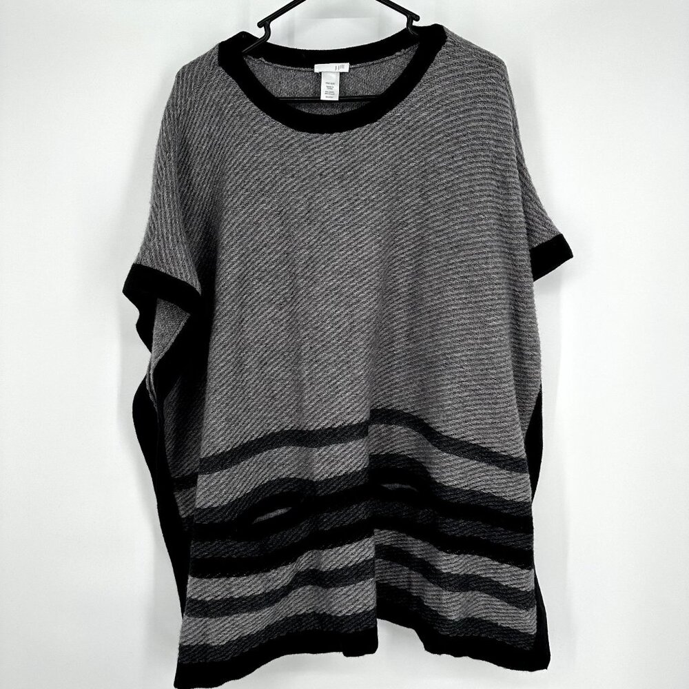 J.jill Poncho Women's Gray & Black Wool Blend‎ one Size